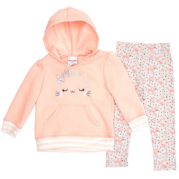 Nannette Peach Kitten Hoodie & Floral Leggings